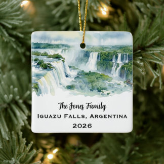 Ornement En Céramique Noël personnalisé aux chutes d'Iguazu 