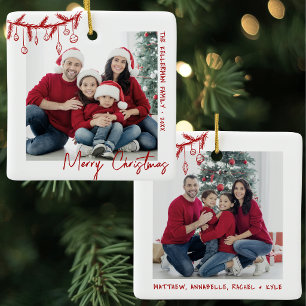 Ornement En Céramique Noël personnalisé recto verso avec 2 photos