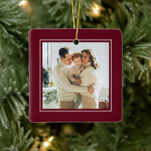 Ornement En Céramique Noël Photo Élégant Minimaliste 1