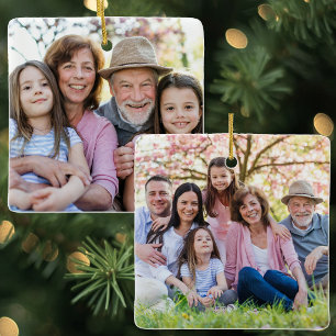 Ornement En Céramique Noël Photo Personnalisée Recto-Verso de Famille