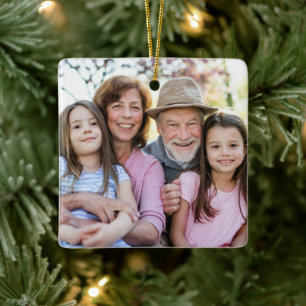 Ornement En Céramique Noël Photo Personnalisée Recto-Verso de Famille