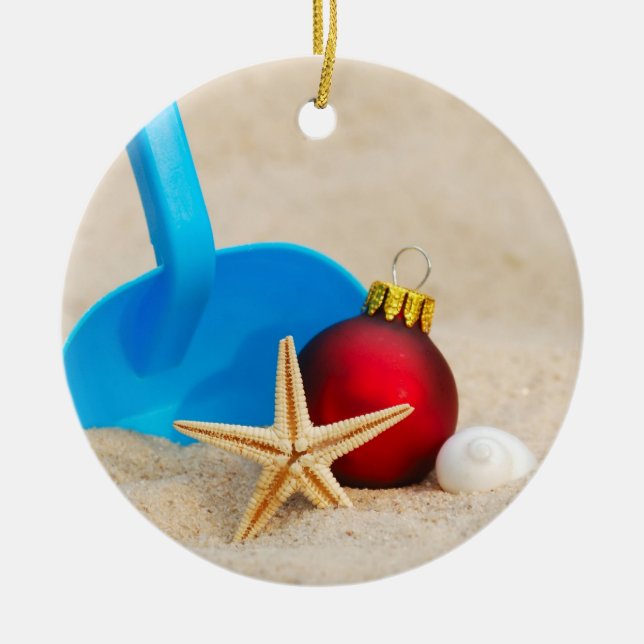 Ornement En Céramique Noël pour la plage (Devant)