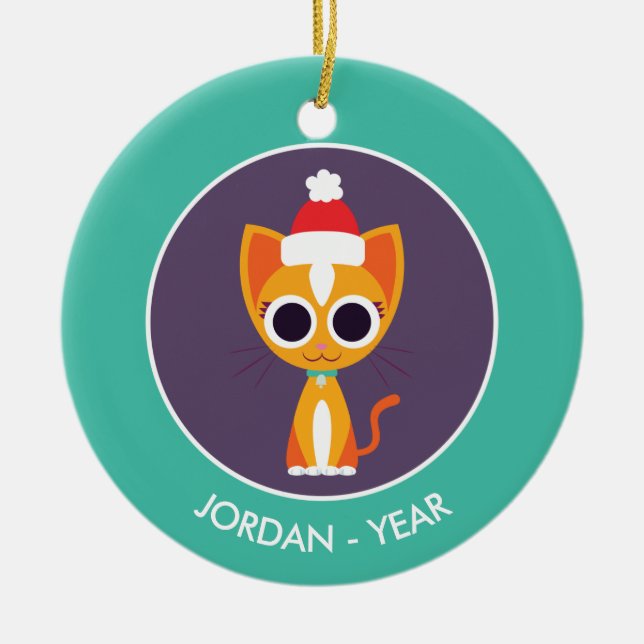 Ornement En Céramique Noël Purrl le chat (Devant)