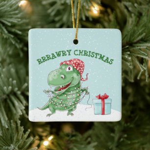 Ornement En Céramique Noël Rawry Dinosaure Ridicule de Fêtes