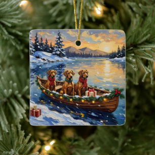 Ornement En Céramique Noël Rhodesian Ridgeback Bateau Fêtes