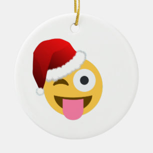 Ornement En Céramique noël santa claus winking emoji