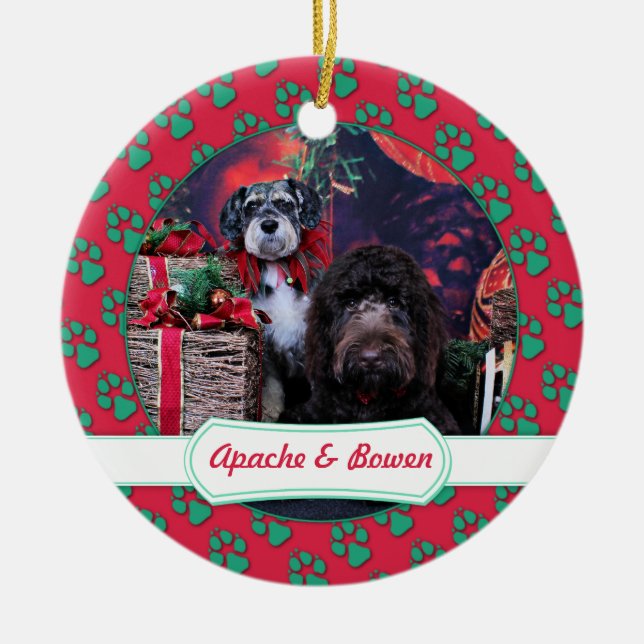 Ornement En Céramique Noël - Schnauzer Apache - Bowen LabraDoodle (Devant)