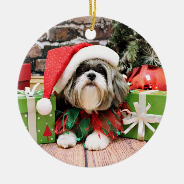 Ornement En Céramique Noël - Shih Tzu - Vince (Devant)