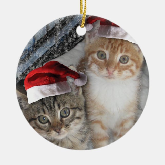 Ornement En Céramique Noël Tabby Kittens (Devant)