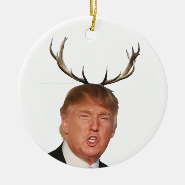 Ornement En Céramique Noël Trump : Monsieur le Président, cerf (Devant)