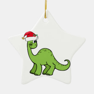 Ornement En Céramique Noël vert badine le dinosaure Père Noël