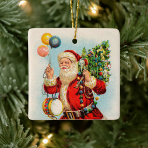 Ornement En Céramique Noël vintage, ballons de Père Noël victorien