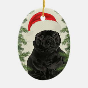 Ornement En Céramique Noël vintage de style du Staffordshire Terrier