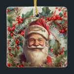 Ornement En Céramique Noël vintage du Père Noël Saint Nicolas<br><div class="desc">Transportez-vous au charme d'antan avec cette illustration vintage inspirée du Père Noël ! Jolly-O St. Nick orné d'un casquette rouge festif taillé en blanc et agrémenté des mots étincelants "Croyez"! Parfait pour les amateurs de vacances, cette oeuvre intemporelle capte l'esprit de Noël, en faisant un lieu idéal pour les occasions...</div>