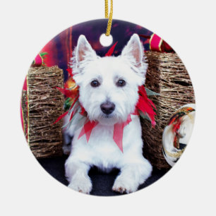 Ornement En Céramique Noël - Westie - Bella