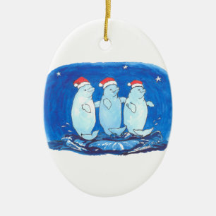 Ornement En Céramique Noël Whimsical Alaska Wildlife Oval Ornament