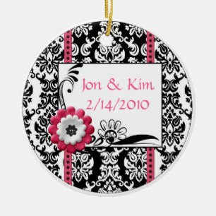 Ornement En Céramique Noir et blanc Mariage Favor Ornament