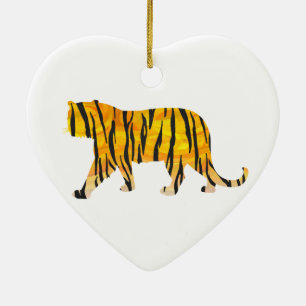 Ornement En Céramique Noir et orange de tigre de silhouette
