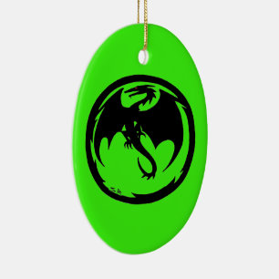 Ornement en céramique noire Dragon vert