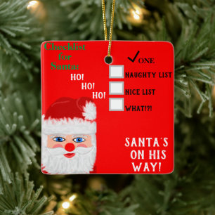Ornement En Céramique Nom de la liste de Père Noël Naughty Nice