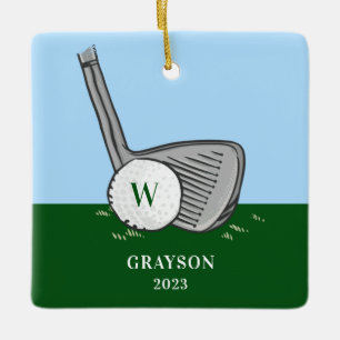Ornement En Céramique Nom initial de golf