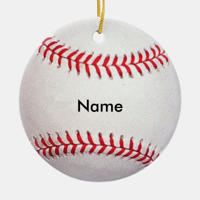 Ornement En Céramique Nom personnalisé Baseball Noël Ornament (Devant)