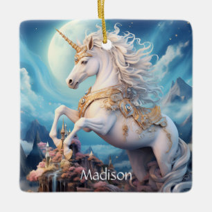 Ornement En Céramique Nom personnalisé Belle Licorne