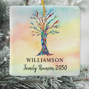 Ornement En Céramique Nom personnalisé Colorée Arbre de famille Réunion