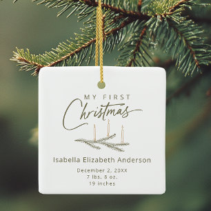 Ornement En Céramique Nom personnalisé Statistiques de naissance Mon pre