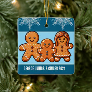 Ornement En Céramique Noms de famille personnalisés Gingerbread Cookie