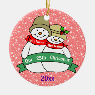 Ornement En Céramique Notre 25ème Noël