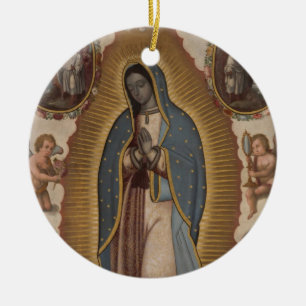ORNEMENT EN CÉRAMIQUE NOTRE DAME DE GUADALUPE PRIE POUR NOUS