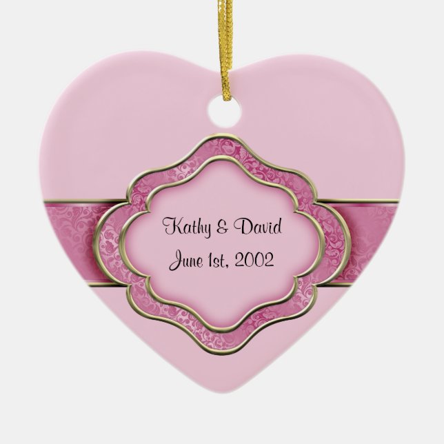 Ornement En Céramique Notre jour de mariage (Rose) (Devant)