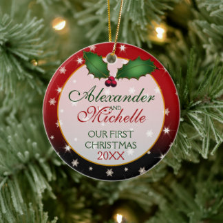 Ornement En Céramique Notre premier Mariage de Noël