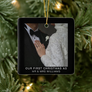 Ornement En Céramique Notre premier minimaliste marié de Noël, M. et Mme