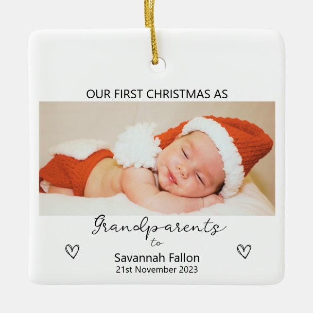 Ornement En Céramique Notre premier Noël en grands-parents (Devant)