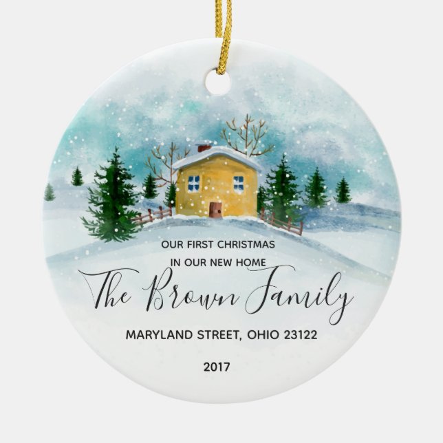 Ornement En Céramique Notre premier Noël en notre nouveau cadeau à la (Devant)