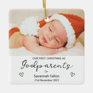 Ornement En Céramique Notre premier Noël en parrain