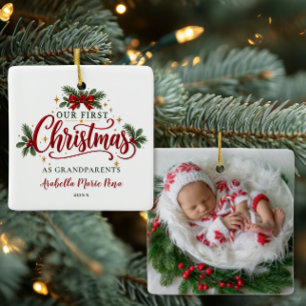 Ornement En Céramique Notre premier Noël en tant que grands-parents Phot