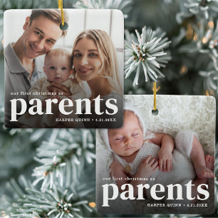 Ornement En Céramique Notre Premier Noël en Tant que Parents 2 Photo