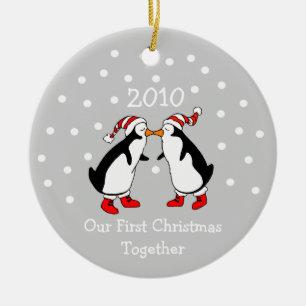 Ornement En Céramique Notre premier Noël Ensemble 2010 (Pingouins)