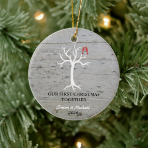 Ornement En Céramique Notre premier Noël ensemble inséparables arbre