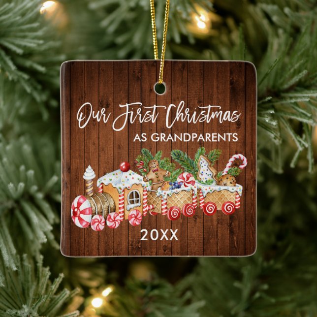 Ornement En Céramique Notre Premier Noël Grands-Parents Train en Pain d' (Arbre)