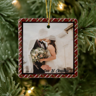 Ornement En Céramique Notre premier Noël, photo personnalisée