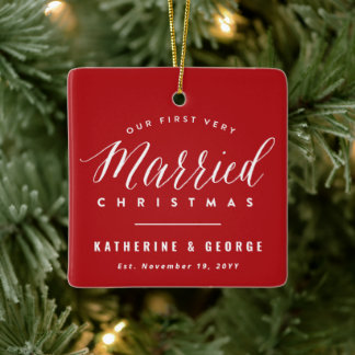 Ornement En Céramique Notre premier Noël très marié Mr & Mrs Mariage