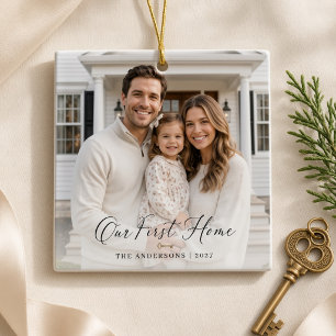 Ornement En Céramique Notre Première Maison Photo de Famille Personnalis