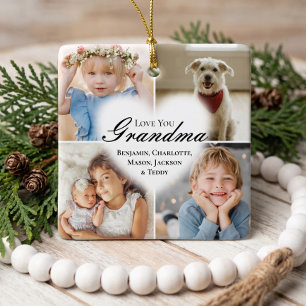 Ornement En Céramique Nous vous aimons grand-mère cœur petits-enfants ph