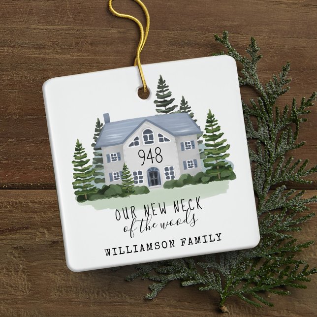 Ornement En Céramique Nouveau Cou Des Bois Premier Noël Accueil Photo (New Neck Of The Woods First Christmas Home Photo Ceramic Ornament)