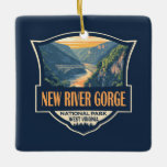 Ornement En Céramique Nouveau Parc national de la Gorge River Illustrati<br><div class="desc">Nouveau design vectoriel River Gorge. Le parc abrite l'un des meilleurs radeaux d'eau vive du pays et est également l'une des zones d'escalades les plus populaires de la côte Est.</div>