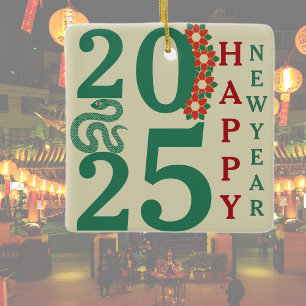 Ornement En Céramique Nouvel An Chinois Du Serpent Vert 2025